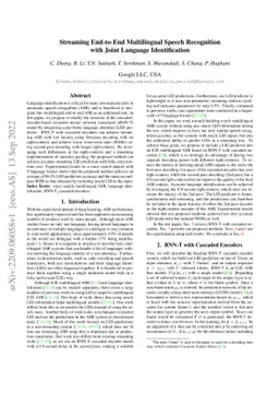 Streaming End-to-End Multilingual Speech Recognition with Joint Language
  Identification