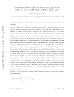 Online Continual Learning via the Meta-learning Update with Multi-scale
  Knowledge Distillation and Data Augmentation