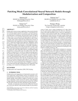 Patching Weak Convolutional Neural Network Models through Modularization
  and Composition