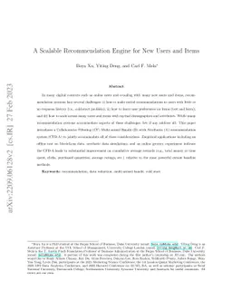 A Scalable Recommendation Engine for New Users and Items