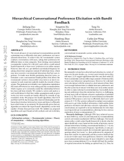 Hierarchical Conversational Preference Elicitation with Bandit Feedback