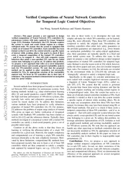 Verified Compositions of Neural Network Controllers for Temporal Logic
  Control Objectives