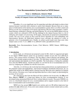 User recommendation system based on MIND dataset