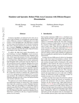 Mandator and Sporades: Robust Wide-Area Consensus with Efficient Request
  Dissemination