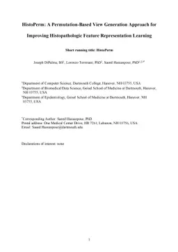 HistoPerm: A Permutation-Based View Generation Approach for Improving
  Histopathologic Feature Representation Learning