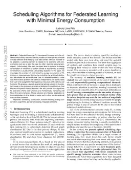 Scheduling Algorithms for Federated Learning with Minimal Energy
  Consumption
