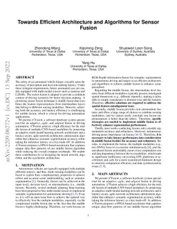 Towards Efficient Architecture and Algorithms for Sensor Fusion