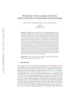 Warm Start Active Learning with Proxy Labels \& Selection via
  Semi-Supervised Fine-Tuning