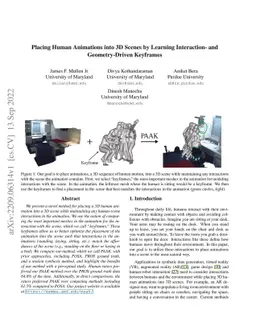 Placing Human Animations into 3D Scenes by Learning Interaction- and
  Geometry-Driven Keyframes