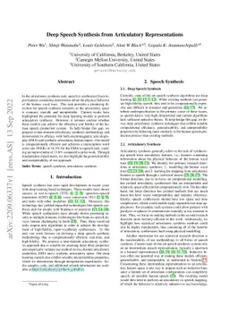 Deep Speech Synthesis from Articulatory Representations