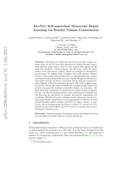 DevNet: Self-supervised Monocular Depth Learning via Density Volume
  Construction
