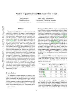 Analysis of Quantization on MLP-based Vision Models