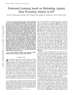Federated Learning based on Defending Against Data Poisoning Attacks in
  IoT