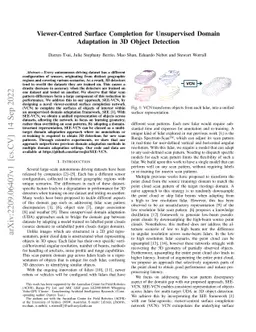 Viewer-Centred Surface Completion for Unsupervised Domain Adaptation in
  3D Object Detection