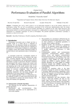 Performance Evaluation of Parallel Algorithms
