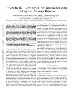 TrADe Re-ID -- Live Person Re-Identification using Tracking and Anomaly
  Detection
