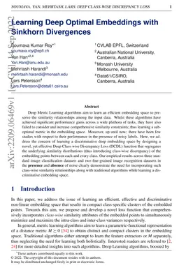 Learning Deep Optimal Embeddings with Sinkhorn Divergences