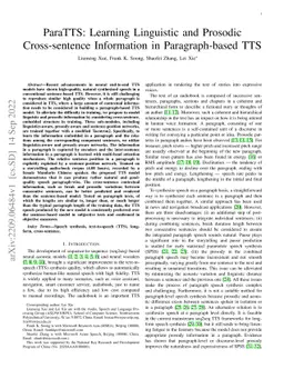 ParaTTS: Learning Linguistic and Prosodic Cross-sentence Information in
  Paragraph-based TTS