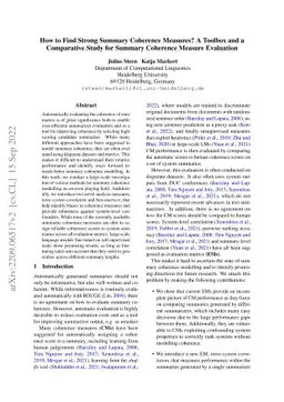 How to Find Strong Summary Coherence Measures? A Toolbox and a
  Comparative Study for Summary Coherence Measure Evaluation