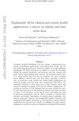 Explainable AI for clinical and remote health applications: a survey on
  tabular and time series data