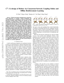 C^2:Co-design of Robots via Concurrent Networks Coupling Online and
  Offline Reinforcement Learning