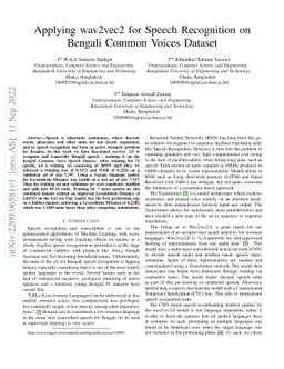 Applying wav2vec2 for Speech Recognition on Bengali Common Voices
  Dataset