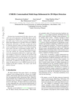 CMR3D: Contextualized Multi-Stage Refinement for 3D Object Detection