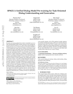 SPACE-3: Unified Dialog Model Pre-training for Task-Oriented Dialog
  Understanding and Generation