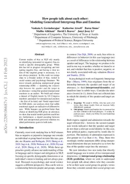 How people talk about each other: Modeling Generalized Intergroup Bias
  and Emotion