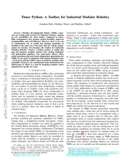 Timor Python: A Toolbox for Industrial Modular Robotics