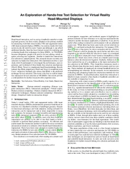An Exploration of Hands-free Text Selection for Virtual Reality
  Head-Mounted Displays