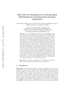 Data Lifecycle Management in Evolving Input Distributions for
  Learning-based Aerospace Applications