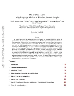 Out of One, Many: Using Language Models to Simulate Human Samples