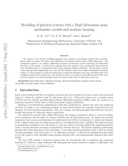 Modelling of physical systems with a Hopf bifurcation using mechanistic
  models and machine learning