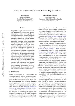 Robust Product Classification with Instance-Dependent Noise