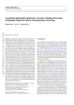 Correlation Information Bottleneck: Towards Adapting Pretrained
  Multimodal Models for Robust Visual Question Answering