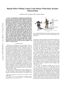 Bipedal Robot Walking Control Using Human Whole-Body Dynamic
  Telelocomotion