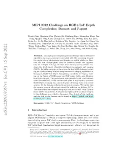 MIPI 2022 Challenge on RGB+ToF Depth Completion: Dataset and Report