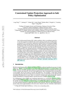 Constrained Update Projection Approach to Safe Policy Optimization
