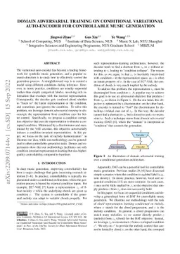Domain Adversarial Training on Conditional Variational Auto-Encoder for
  Controllable Music Generation
