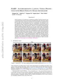 HARP: Autoregressive Latent Video Prediction with High-Fidelity Image
  Generator