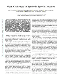Open Challenges in Synthetic Speech Detection