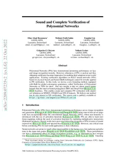 Sound and Complete Verification of Polynomial Networks