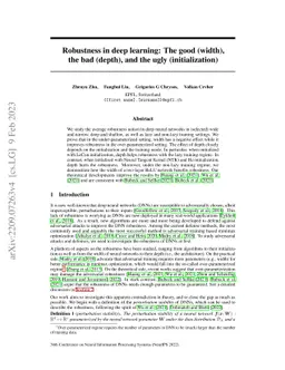 Robustness in deep learning: The good (width), the bad (depth), and the
  ugly (initialization)