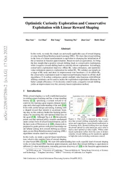 Optimistic Curiosity Exploration and Conservative Exploitation with
  Linear Reward Shaping