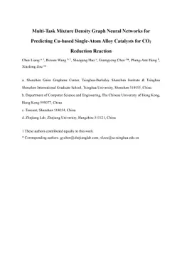 Multi-Task Mixture Density Graph Neural Networks for Predicting Cu-based
  Single-Atom Alloy Catalysts for CO2 Reduction Reaction