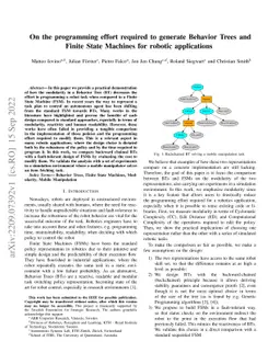On the programming effort required to generate Behavior Trees and Finite
  State Machines for robotic applications