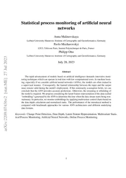 Statistical process monitoring of artificial neural networks