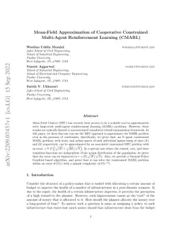 Mean-Field Approximation of Cooperative Constrained Multi-Agent
  Reinforcement Learning (CMARL)