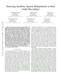 Detecting Synthetic Speech Manipulation in Real Audio Recordings